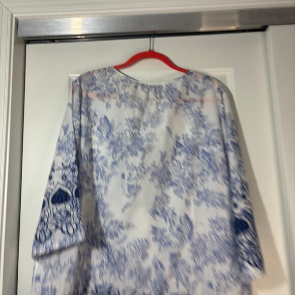 Soft Surroundings Women’s Embriodered Tunic Blouse Top Blue Floral Sz 2X - Picture 8 of 10